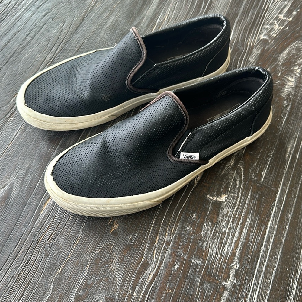 Vans leather slip on, mens size 9